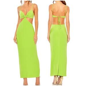Mac Duggal NWT Strappy Back Side Cutout Maxi Dress Sage Green Size 4 Tie Back